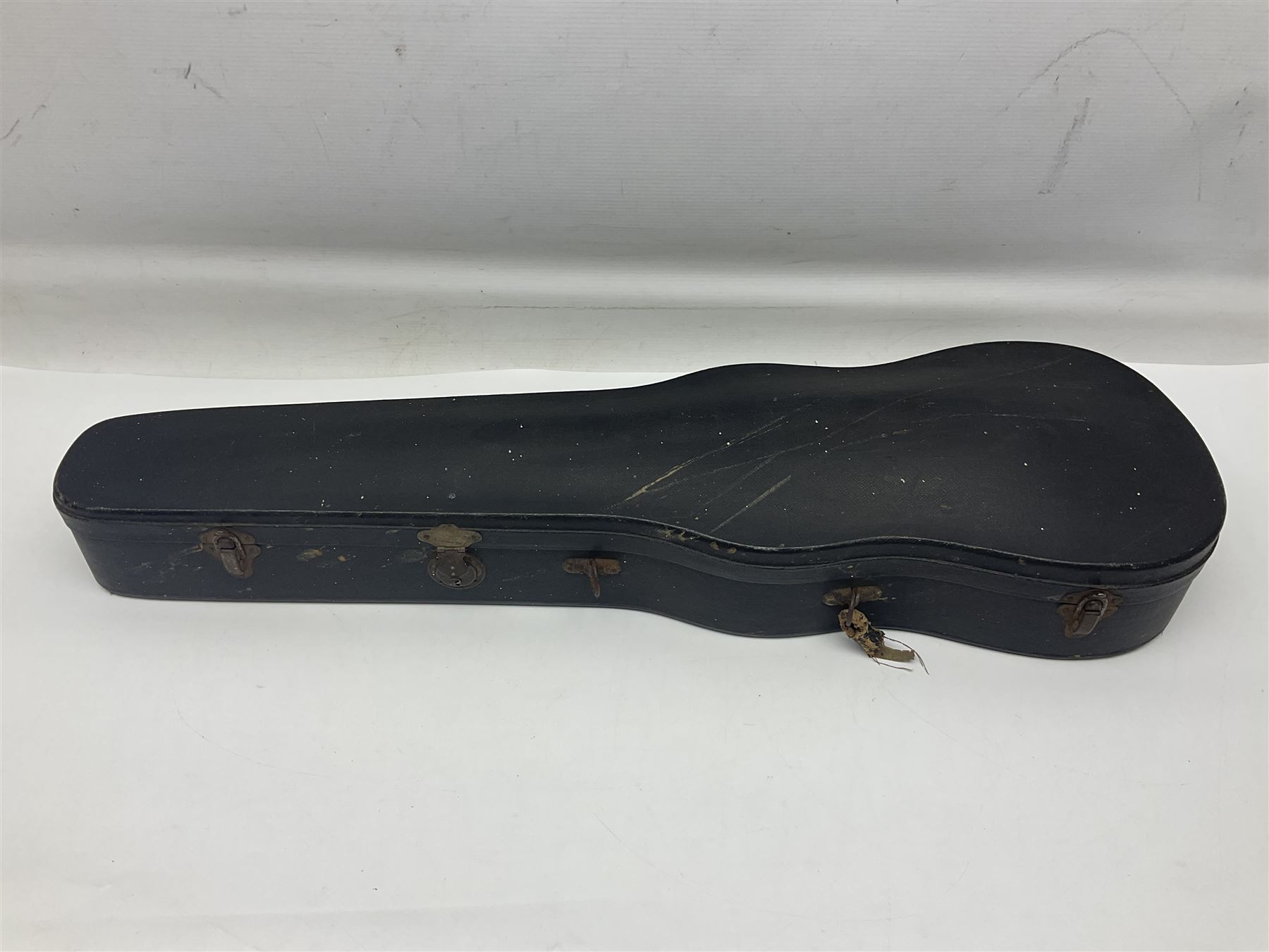 Late 19th century German trade violin c1890 with 36cm two-piece birds-eye maple back, neck and ribs and spruce top; bears label 'Manufactured in Berlin Special Copy of Nicolaus Amati' L59.5cm; in carrying case