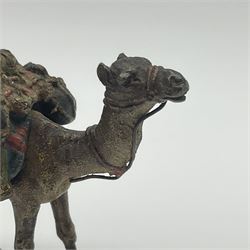 After Bergmann, two cold painted bronze figures, both modelled as a camel, tallest H7cm