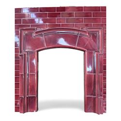 Twentieth century red glazed tile fireplace insert
