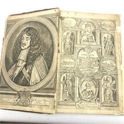  Baker Sir Richard (Kt): A Chronicle of the Kings of England from the time of the Romans Government unto the death of King James. 1679. Seventh impression. Folio. Engraved architectural title page by W, Marshall and frontispiece portrait of Prince Charles. Disbound with damaged calf boards and spine.  