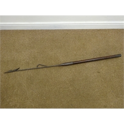  19th century Whale Harpoon, iron toggle tip with wooden handle, L145cm  