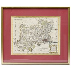 Topographical Interest - a collection of eight 18th century and later engraved and lithographic maps including two strip road maps (Bristol to York and Bristol), county maps of Gloucestershire (2), Westmoreland, Northumberland and Middlesex, together with a map of France max 28cm x 22cm (8)
