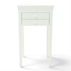 Painted lamp stand with two drawers, galleried top with square tapering supports