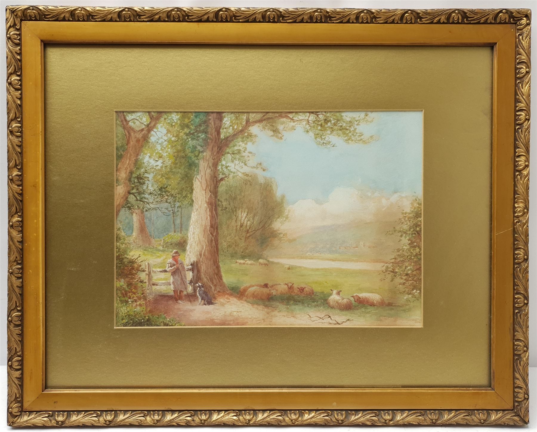 A Clifton (British 19th/20th century): Farmer Resting by a Gate, watercolour signed 24cm x 34cm; English School (19th century): Cattle by the Hayfield, watercolour signed with indistinct monogram 36cm x 50cm (2)