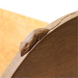Mouseman - oak book trough, curved end supports, with carved mouse signature, by the workshop of Robert Thompson, Kilburn W45cm