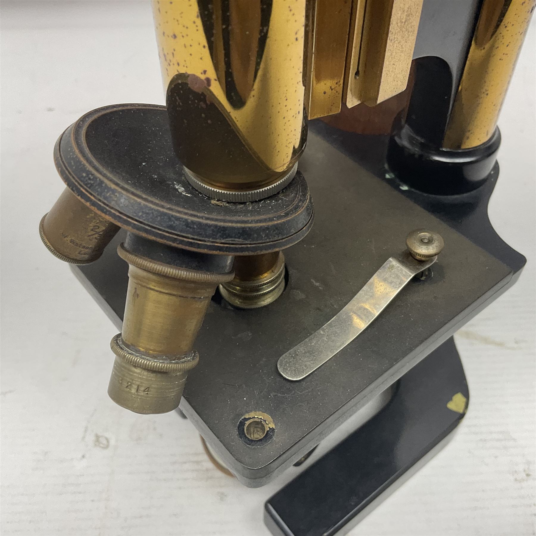 20th century W. Watson & Sons Kima microscope no. 118396 in original oak box, together with W. Watson & Sons Praxis microscope no. 18360, in original box  