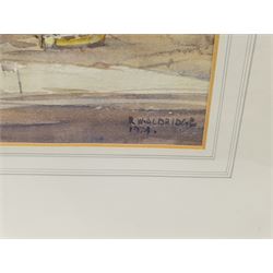 Rowland De Winton Aldridge (British 1906-1997): 'Low Tide Evening', watercolour signed and dated 1974, titled verso 26cm x 35cm
Provenance: exh. The Mall Galleries, Carlton House Terrace, London, label verso