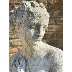 Reconstituted stone garden statue modelled as Pandora. H80cm - COLLECTION BY APPOINTMENT FROM: The White House, Thirsk Road, Easingwold, York, YO61 3NF - CALL 01723 507111 TO ARRANGE