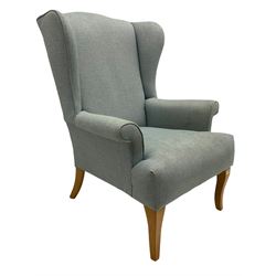 John Lewis high wing back armchair upholstered in denim cover
