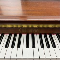 Offenbach - mid-20th century Sapele Mahogany cased upright piano, overstrung iron movement, with stool