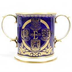 Spode commemorative European Community Cup, 1973, H16cm, European Community Plate, 1973, D27cm and Spode York Minster Plate, 1972, D27cm, all cased with certificates (3)