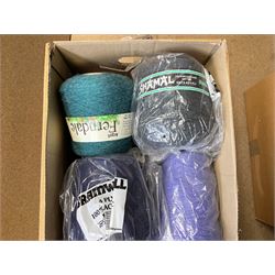  Brother cased knitting machine model KH-890 together with Brother Ribbing attachment model KH-850, knitting machine yarn cones in assorted colours, selection of knitting patterns etc