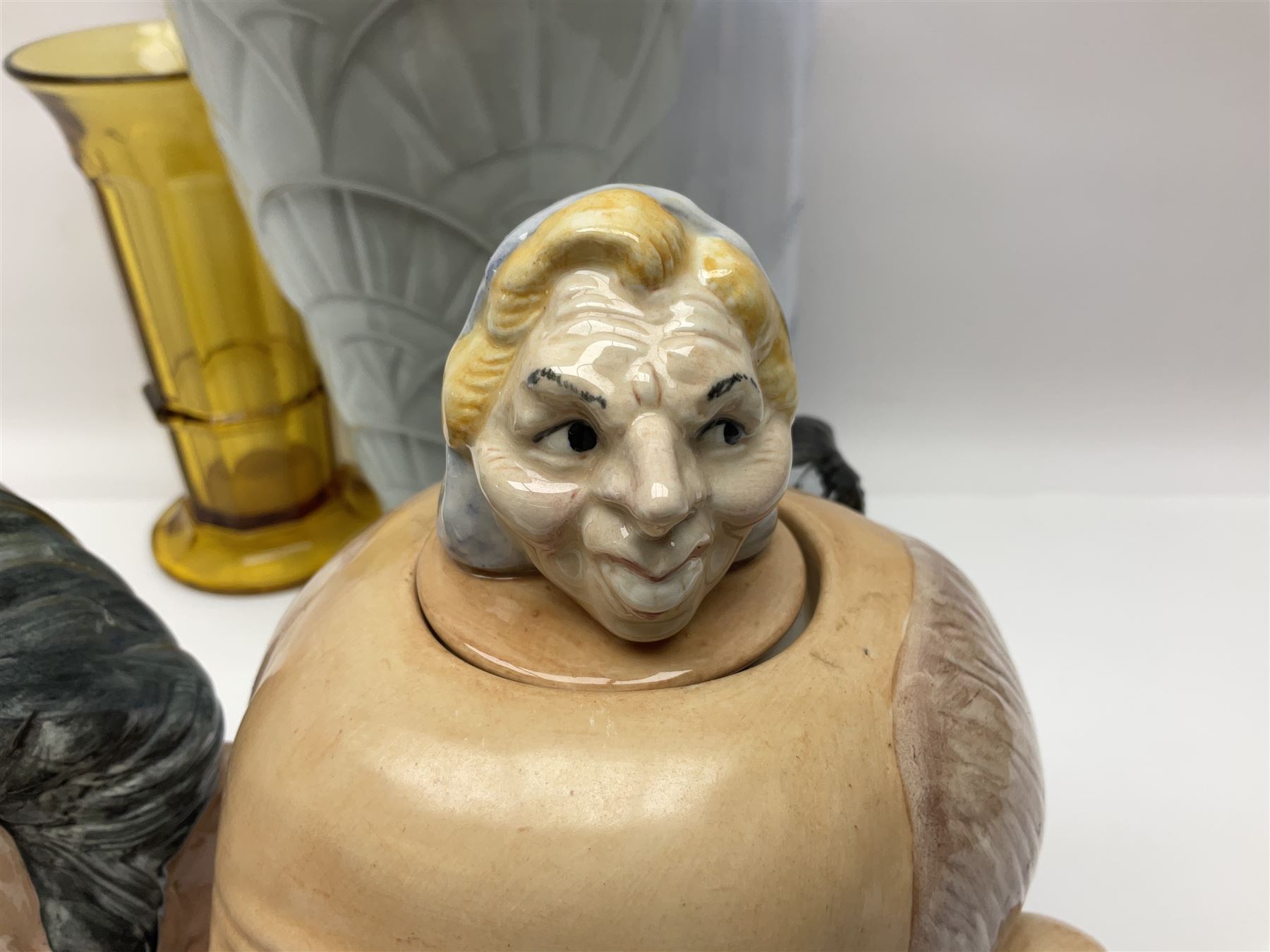 Bairstow Manor Pottery Tony Blair teapot and Tony Hague, Spode Copeland vase, glass vases, glass paperweight etc 