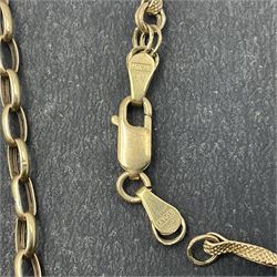 9ct gold cable link necklace and a 9ct gold fancy link bracelet