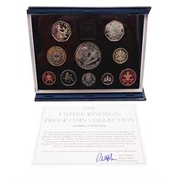 The Royal Mint United Kingdom 1998 proof coin collection and 2000 executive proof coin collection, both cased with certificates