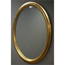  Rectangular gilt framed bevel edge mirror (W91cm, H66cm), and two oval gilt framed mirrors  