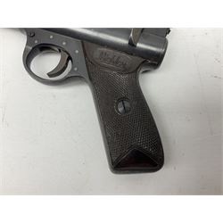 Webley Premier .22 air pistol with over lever action No.902 L24cm; and quantity of .22 pellets in two tins