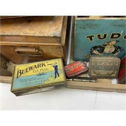 Quantity of vintage tins and boxes, largest L35cm