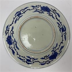 Two 19th century Japanese Imari pattern oval charger together with another circular Imari charger, circular charger D31cm 