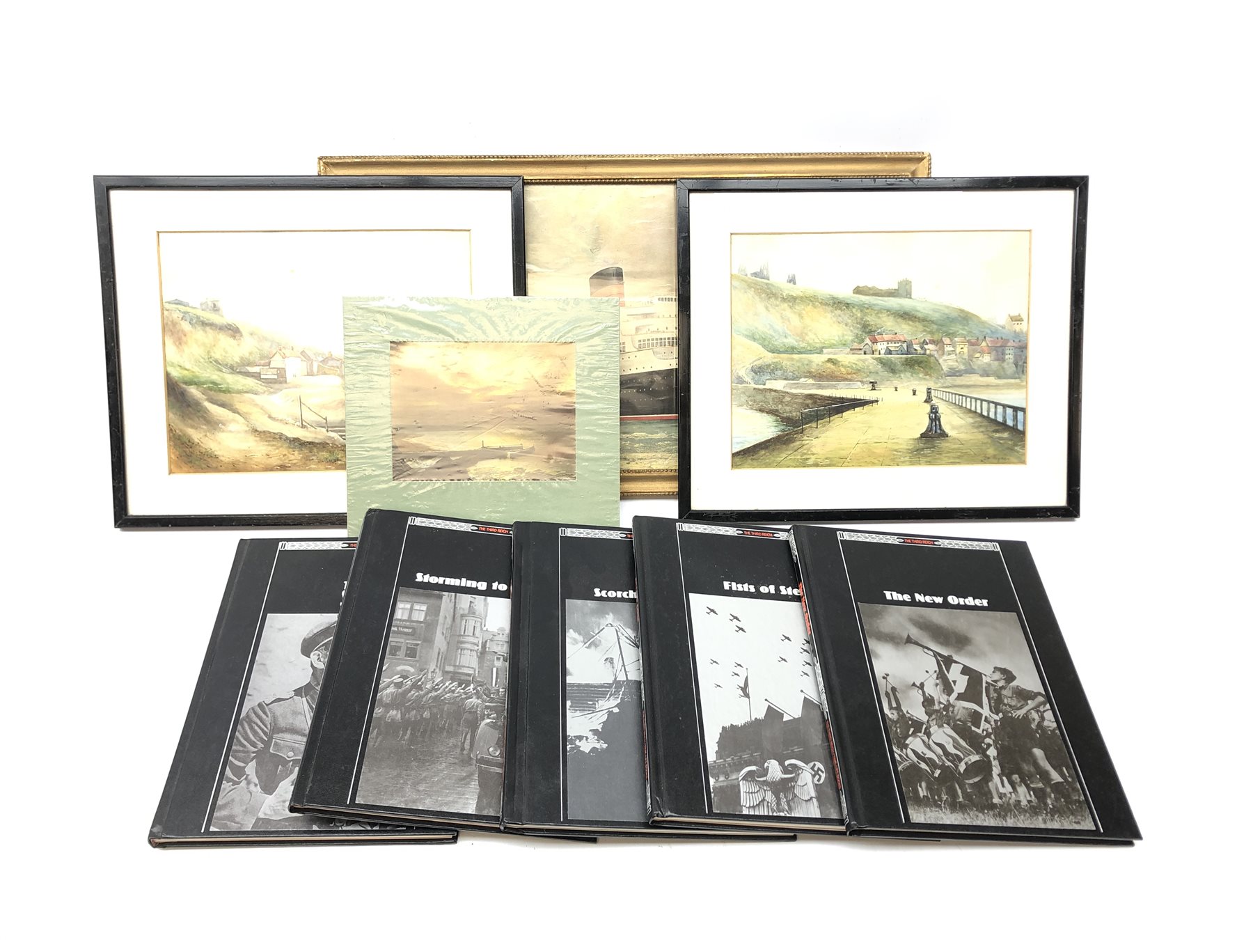 'Whitby Harbour and Whitby Harbour with the Abbey' pair of watercolours