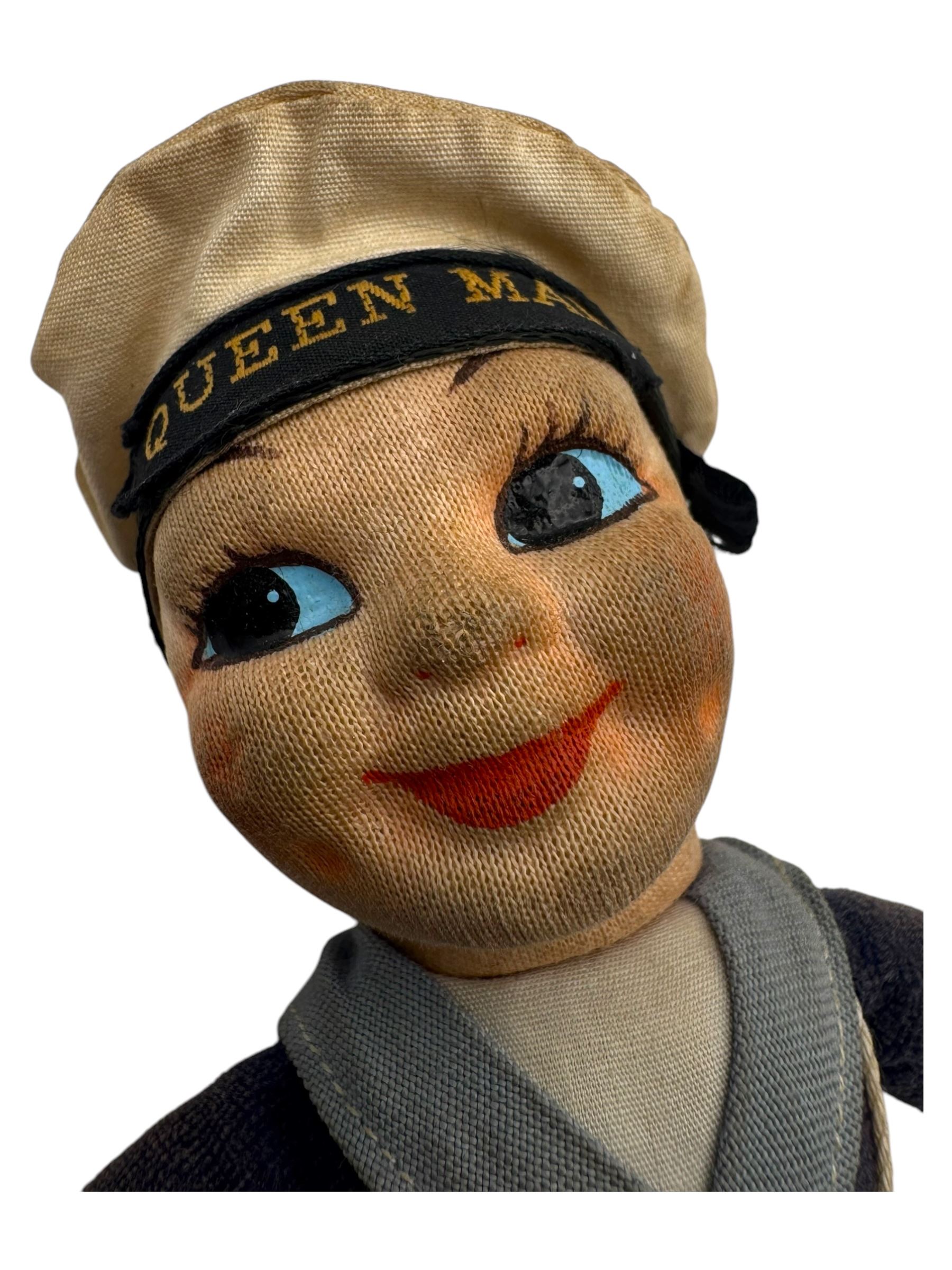 Norah Wellings sailor jollyboy doll with Queen Mary on hat, H20cm