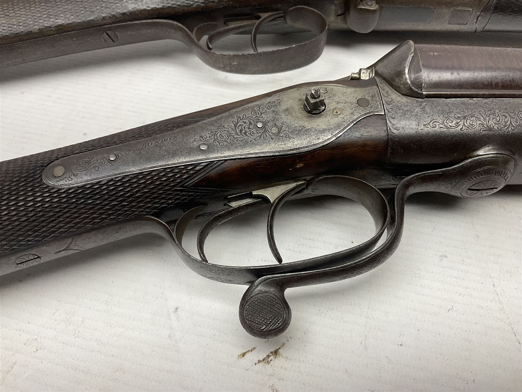 SHOTGUN CERTIFICATE REQUIRED - 19th century John Adams of London 12-bore double barrel side-by-side hammer gun with screw under-lever opening, 76cm (30