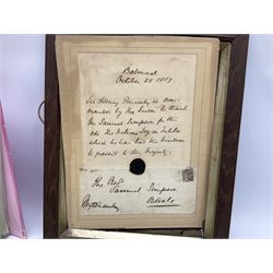 Framed document relating to Henry Ponsonby, together with a large collection of programmes 'From Scarborough's Leading Picture House' 