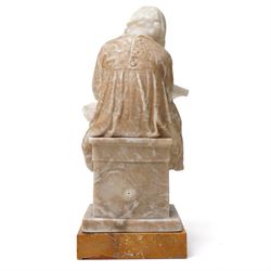 Attrib. Ernst Paul Hinckeldey (German 1893-1953): Girl Reading, alabaster sculpture bearing signature to plinth verso, on marble base H29cm 