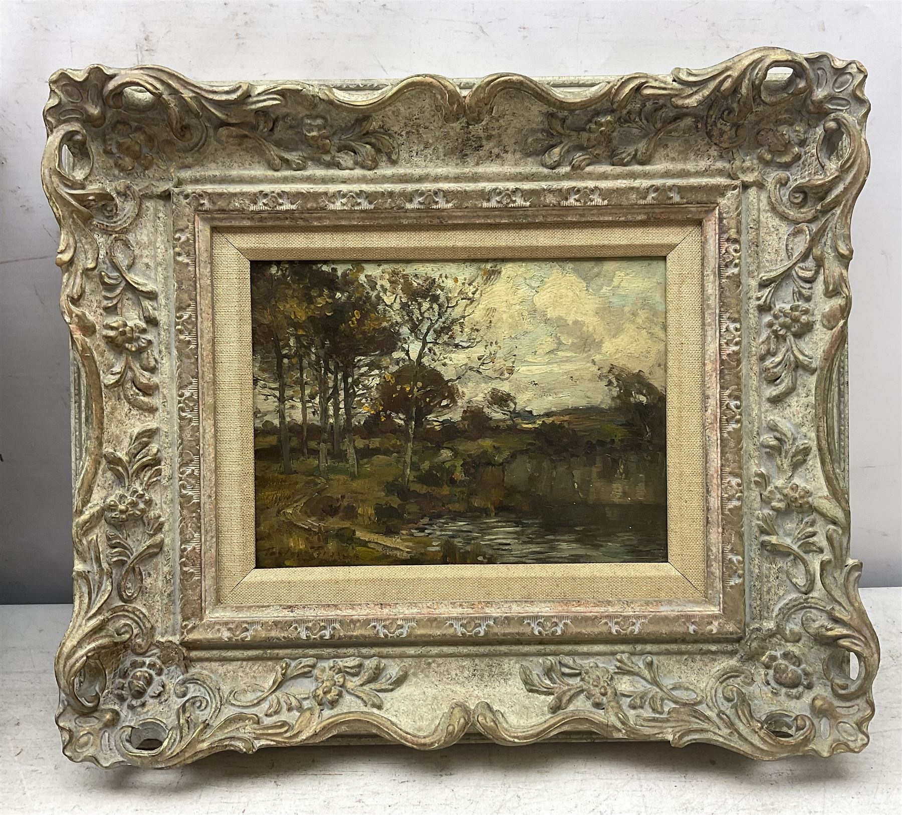 Circle of Charles-François Daubigny (French 1817-1878): River Landscape, oil on panel unsigned 24cm x 40cm; Taylor T (19th Century): Shaded River, oil on panel indistinctly signed 16cm x 21cm (2)