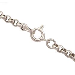 Silver moss agate and banded green agate pendant by David Scott Walker, Sheffield 1999, on silver belcher link chain necklace, stamped 925