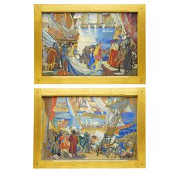 Gerald Edward Moira (British 1867-1959): Mural Design - Venetian Renaissance, pair gouache and oil on board one signed with initials 39cm x 58cm
Provenance: with Campbell Wilson galleries
