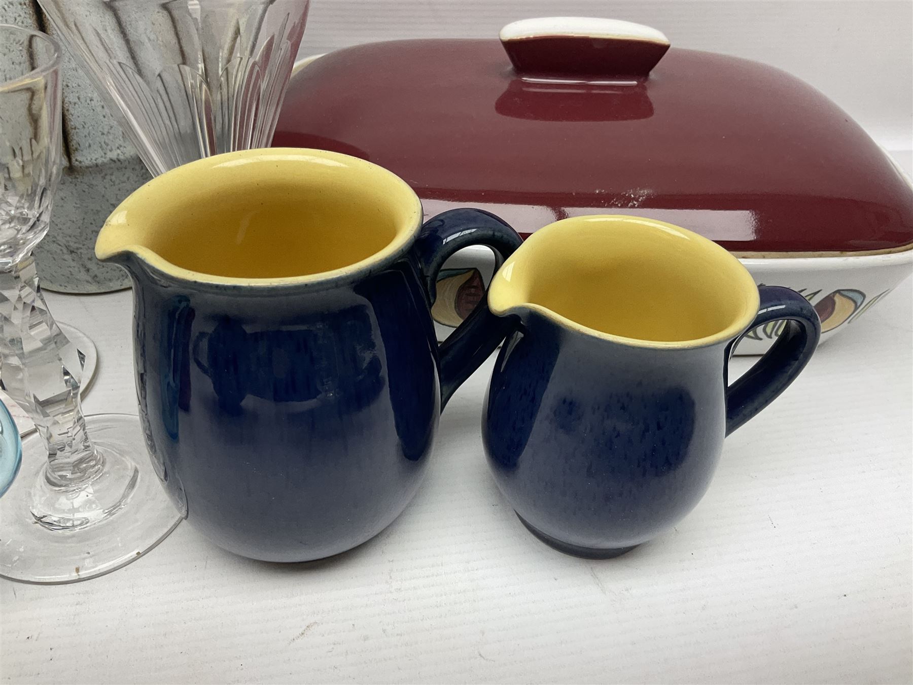 Denby coffee pot, together with Hornsea sugar shaker, glassware and other collectables 