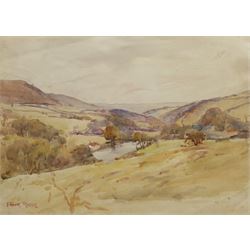 Frank Rousse (British fl.1897-1917): 'River Esk Upstream at Whitby', watercolour signed, titled verso 27cm x 38cm
