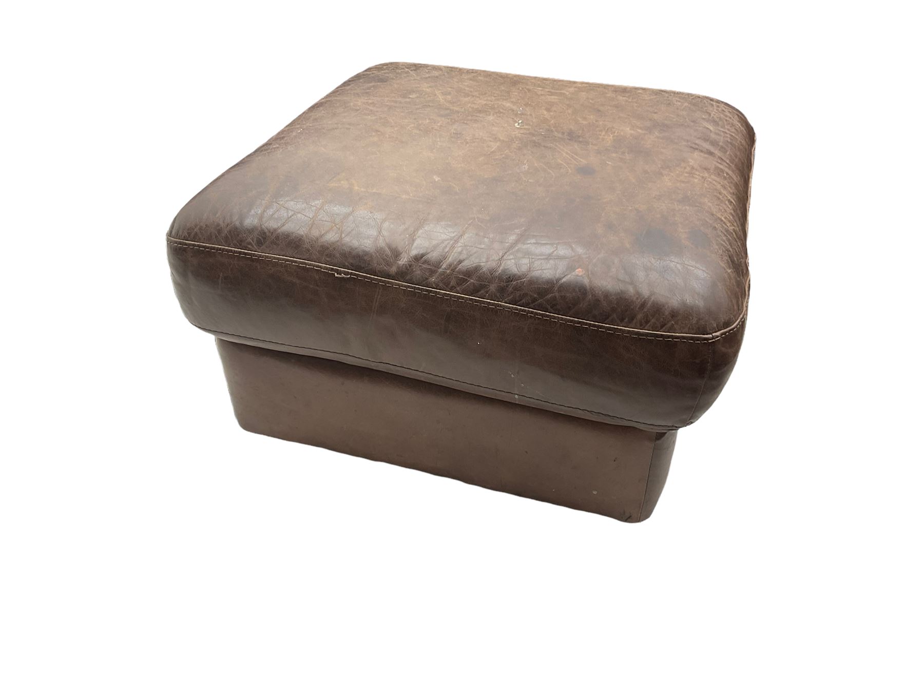 Sofitalia - corner sofa upholstered in tan waxed leather, with matching footstool 