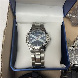 Collection of wristwatches, makers including Bulova and Ingersoll, and some watch makers equipment including glasses, vice and watch back opener