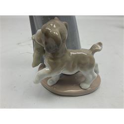 Three Lladro figures, comprising Dear Santa no 6166, Angelic Melody 1993 no 5963 and Seraphs Head no2 no 4885, together with Lladro plaque Love Brings Us Together no 7677, all with original boxes, largest example H18cm