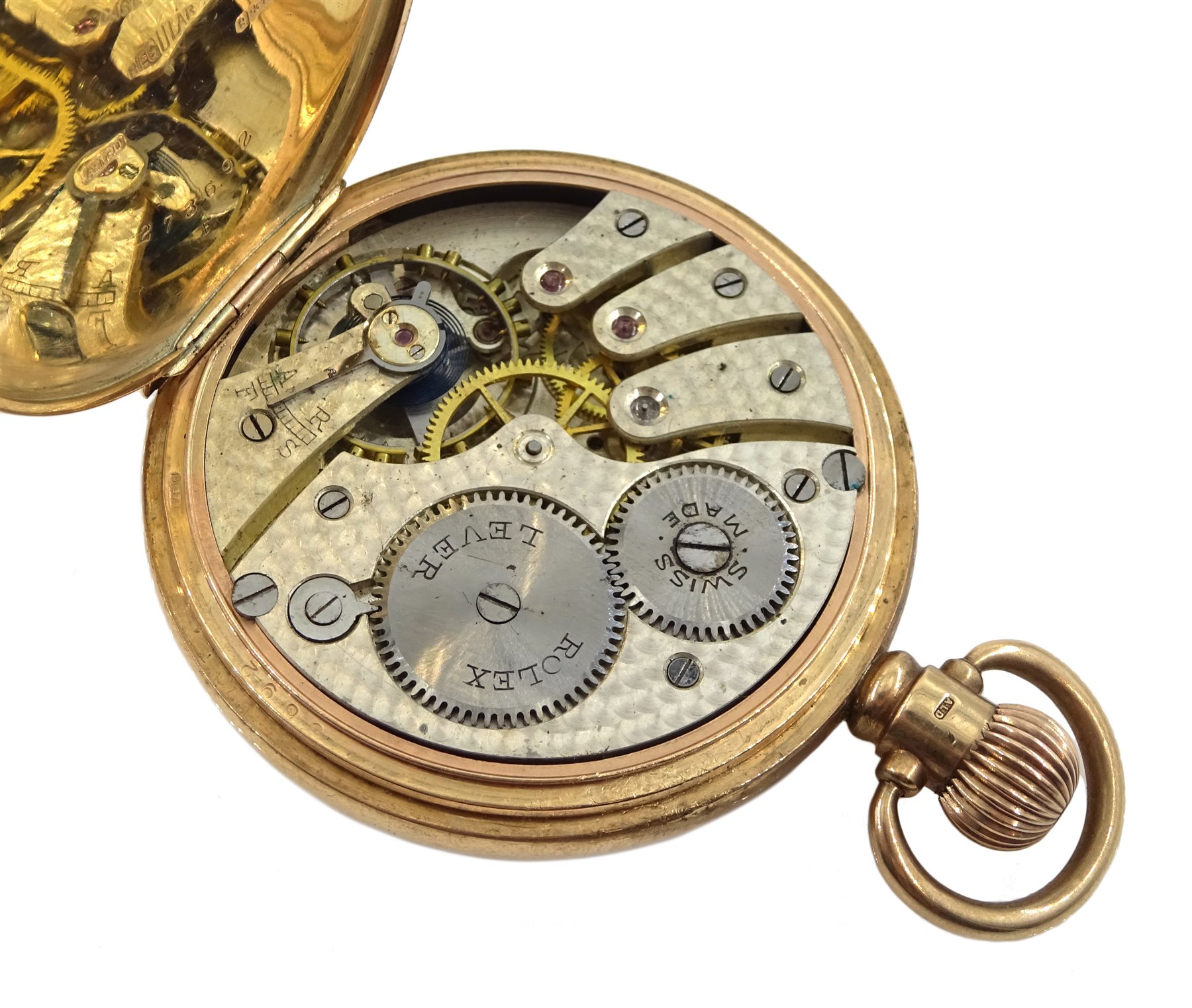 Rolex 9ct gold full hunter pocket watch top wind, case by Aaron Lufkin