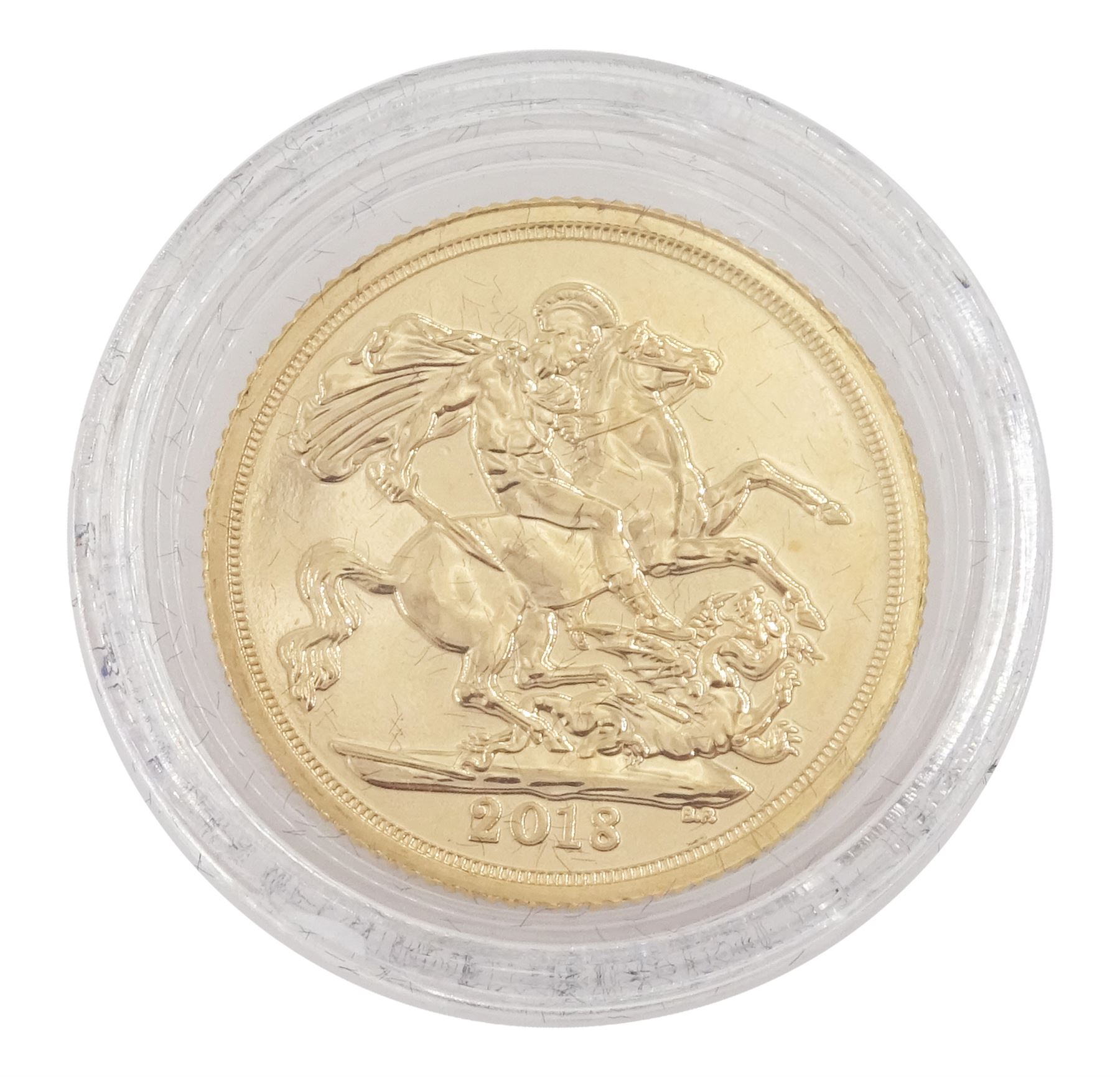 Queen Elizabeth II 2018 gold full sovereign coin, housed in an Imperial Coins case
