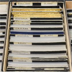 Case containing a large quantity of postcards including foreign topographical sorted by country, art and artists, comic, industrial etc over 1000 cards