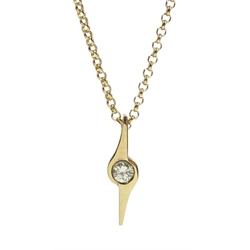 9ct gold single stone diamond pendant necklace by Peter Brewer, Sheffield 2003, diamond approx 0.25 carat