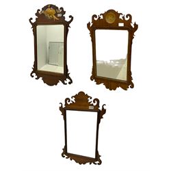 Three Chippendale style mahogany fretwork wall mirrors