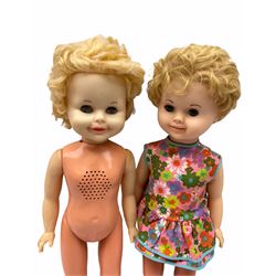 Collection of vintage dolls including two Australian Brownie Downing stockinette dolls; two 1960s Mattel 'Rosebud' talking dolls; 1960s Ideal Tearie Dearie doll in original dress; Norah Wellings type felt sailor doll and another similar etc