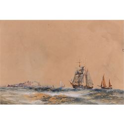 Frank Henry Mason (Staithes Group 1875-1965): Scarborough from Cornelian Bay & Sailing Vessels off the Scarborough Coast, pair watercolours signed 23cm x 34cm (2)