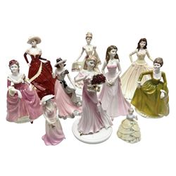 Ten Coalport figures, to include Language of Flowers, Marilyn, Token of Love,  I'll never forget you etc