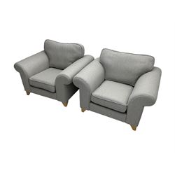 DFS - two seat sofa (W195cm) and two armchairs (W115cm), upholstered in light grey fabric