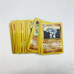 Collection of approximately five hundred vintage Pokemon TCG trading cards, mostly 1999 Wizards examples, including Jungle, Fossil, Team Rocket and Base Set, energy and trainer cards, together with Pokemon collectables including Zapdos 145 Collector Marble Case with eight marbles, Pokemon Gold Version Gameboy game, empty card boxes and Digimon cards
