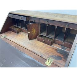 George III mahogany bureau, fall front above four drawers