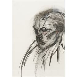 Susanna Jacobs (British 1966-): Portrait of a Man, charcoal unsigned, labelled verso 98cm x 68cm