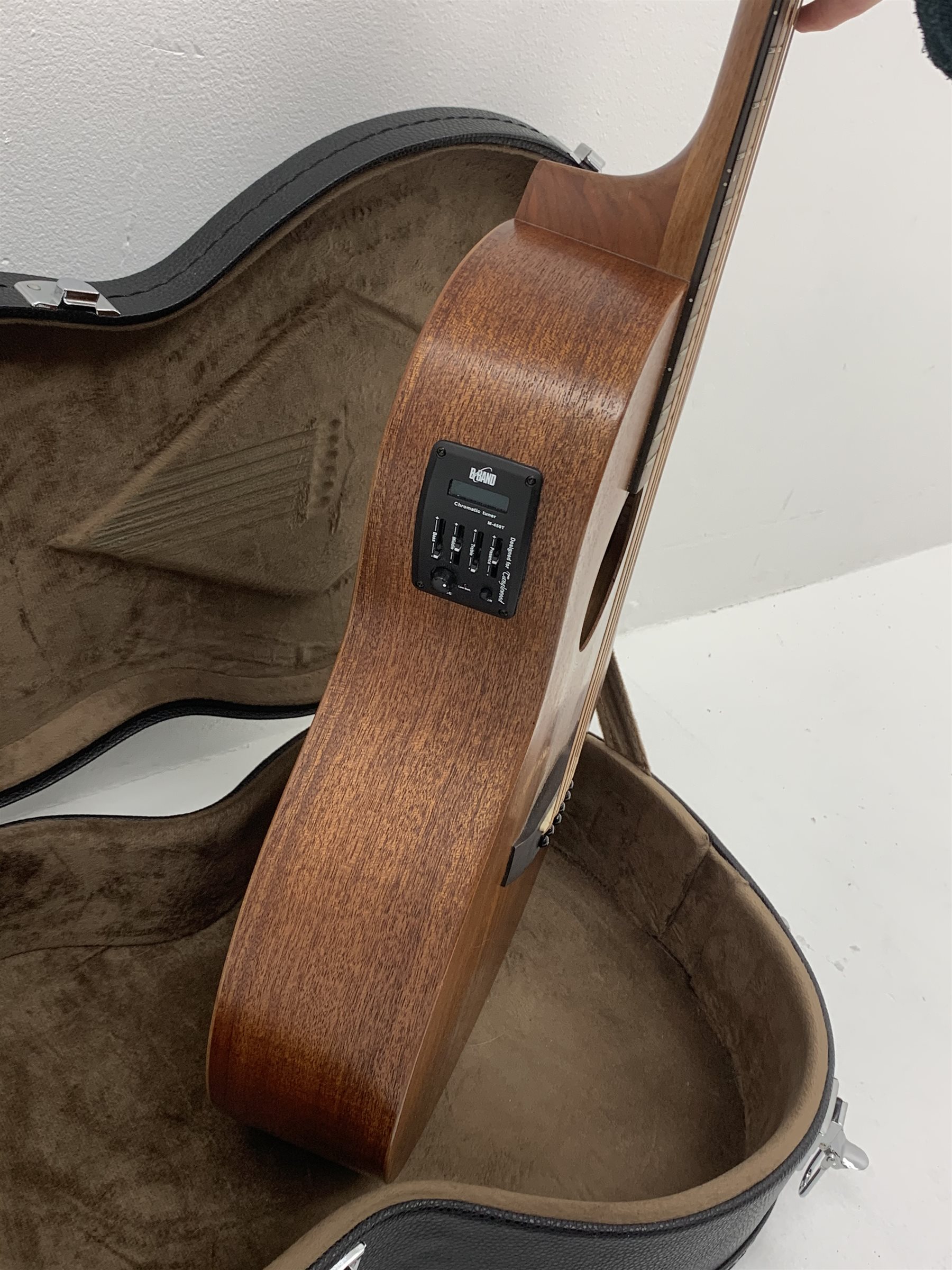  Tanglewood Model TW3E mahogany cased semi-acoustic six-string guitar, serial no.YU160100484, L103cm, in carrying case  