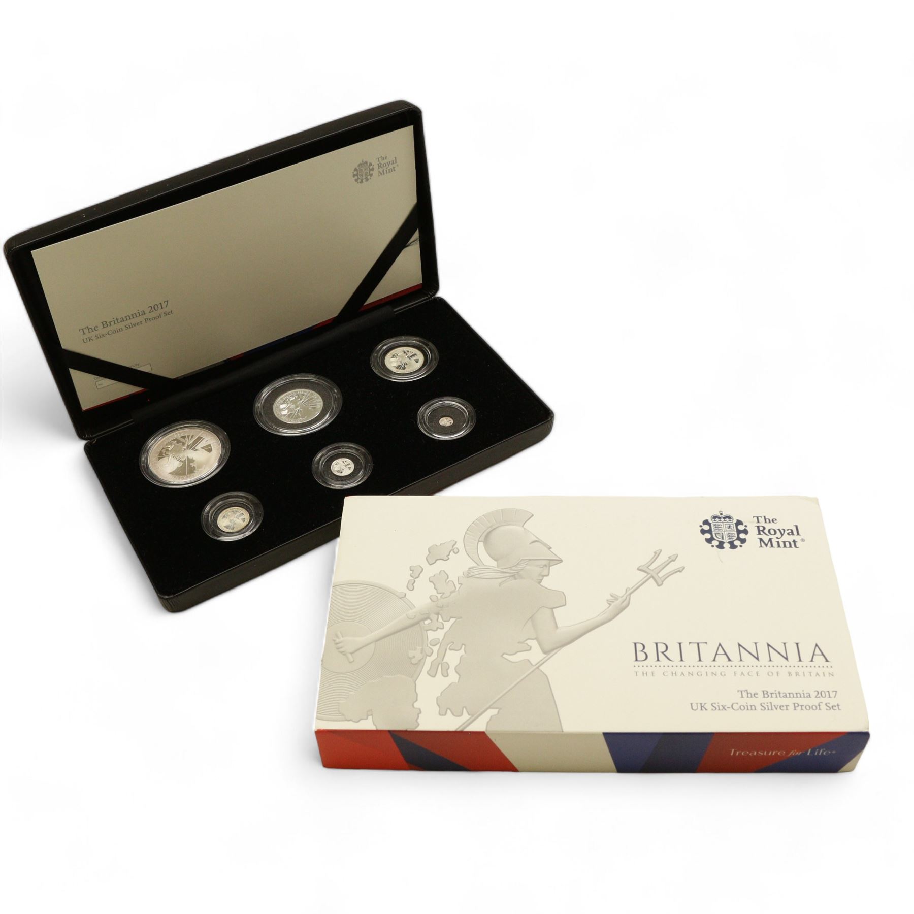 The Royal Mint United Kingdom 2017 silver proof Britannia six-coin set, cased with certificate